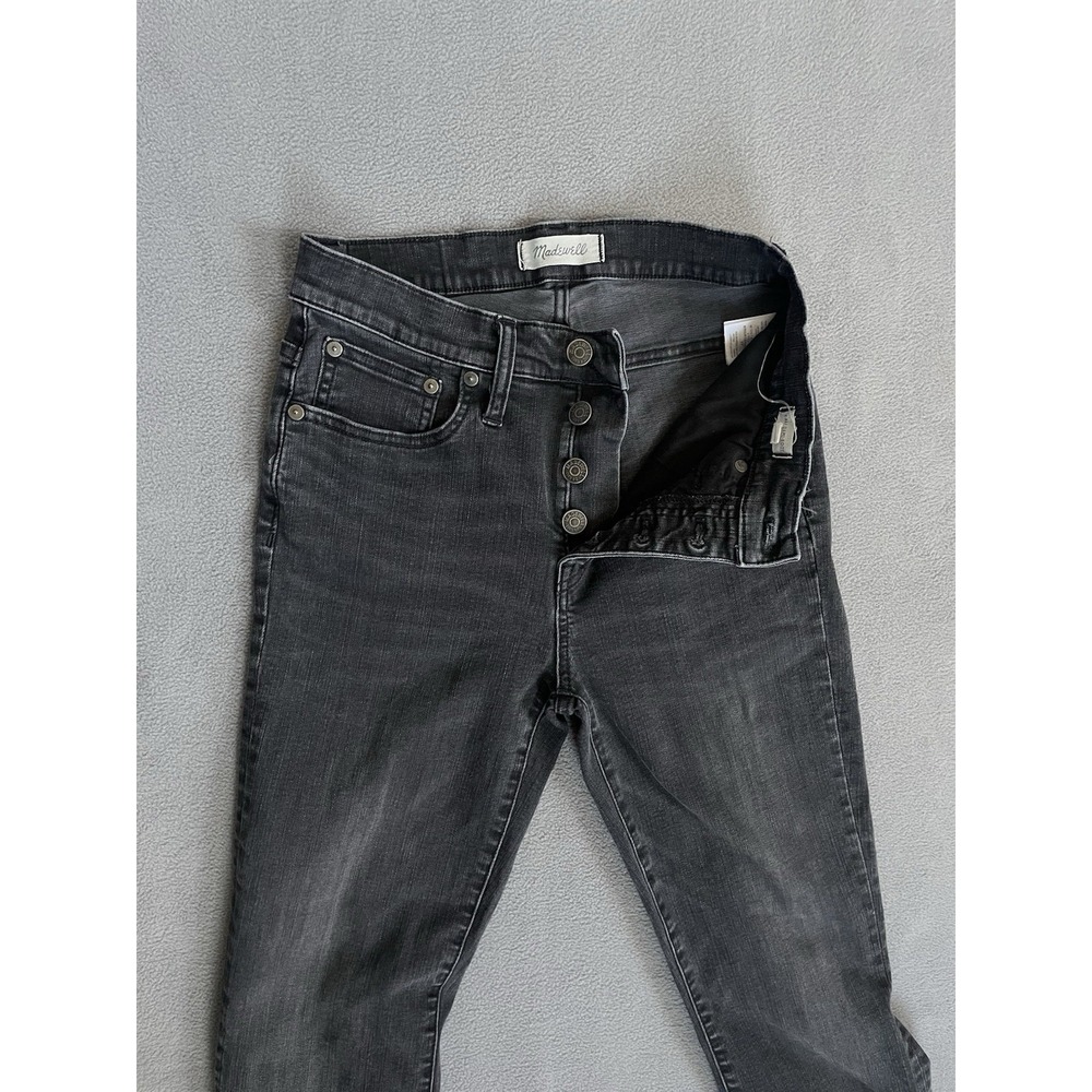 Madewell Jeans Cali demi boot Women Button Fly Sz26 raw hem black 28x26